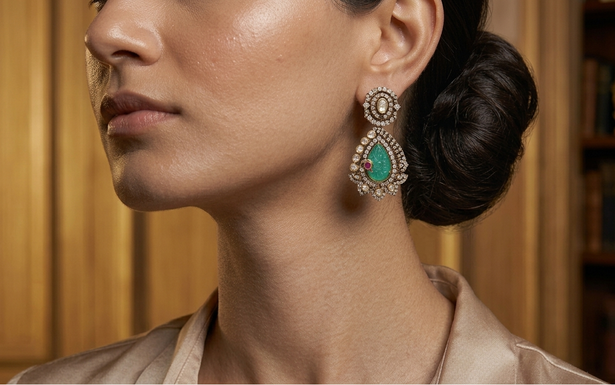 Neeraja aqua green heritage earrings