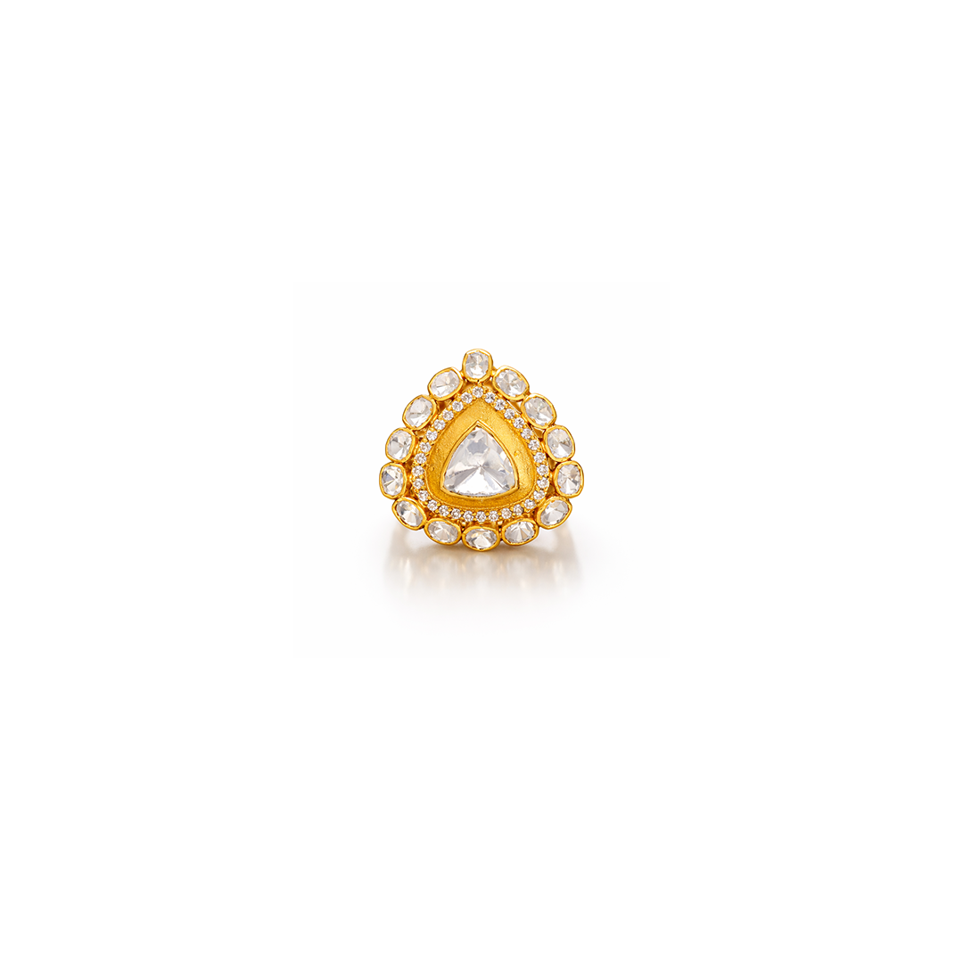AUTAARA Noor-e-Dil ring with central white stone and sparkling halo
