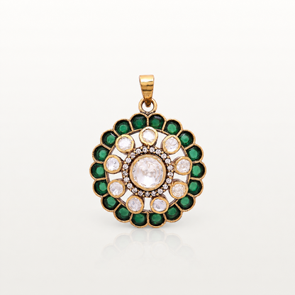 Virelle green coloured stone pendant with clear stone detailing by AUTAARA