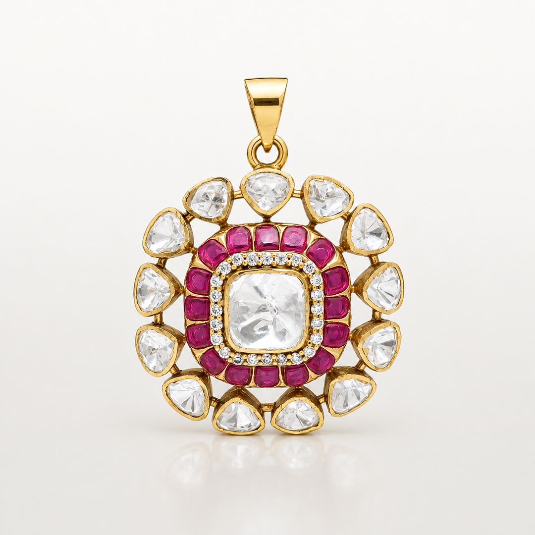 Yuthika pendant with pink and white gemstones