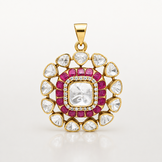 Yuthika pendant with pink and white gemstones